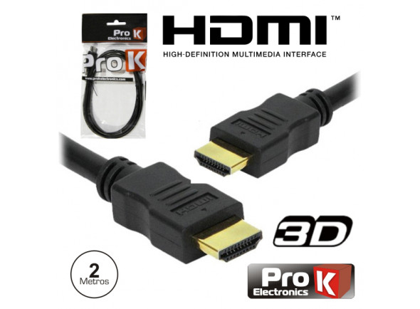 ProK Cabo HDMI Dourado Macho / Macho 1.4 Preto 2m ProK Cabo HDMI Dourado Macho / Macho 1.4 Preto 2m